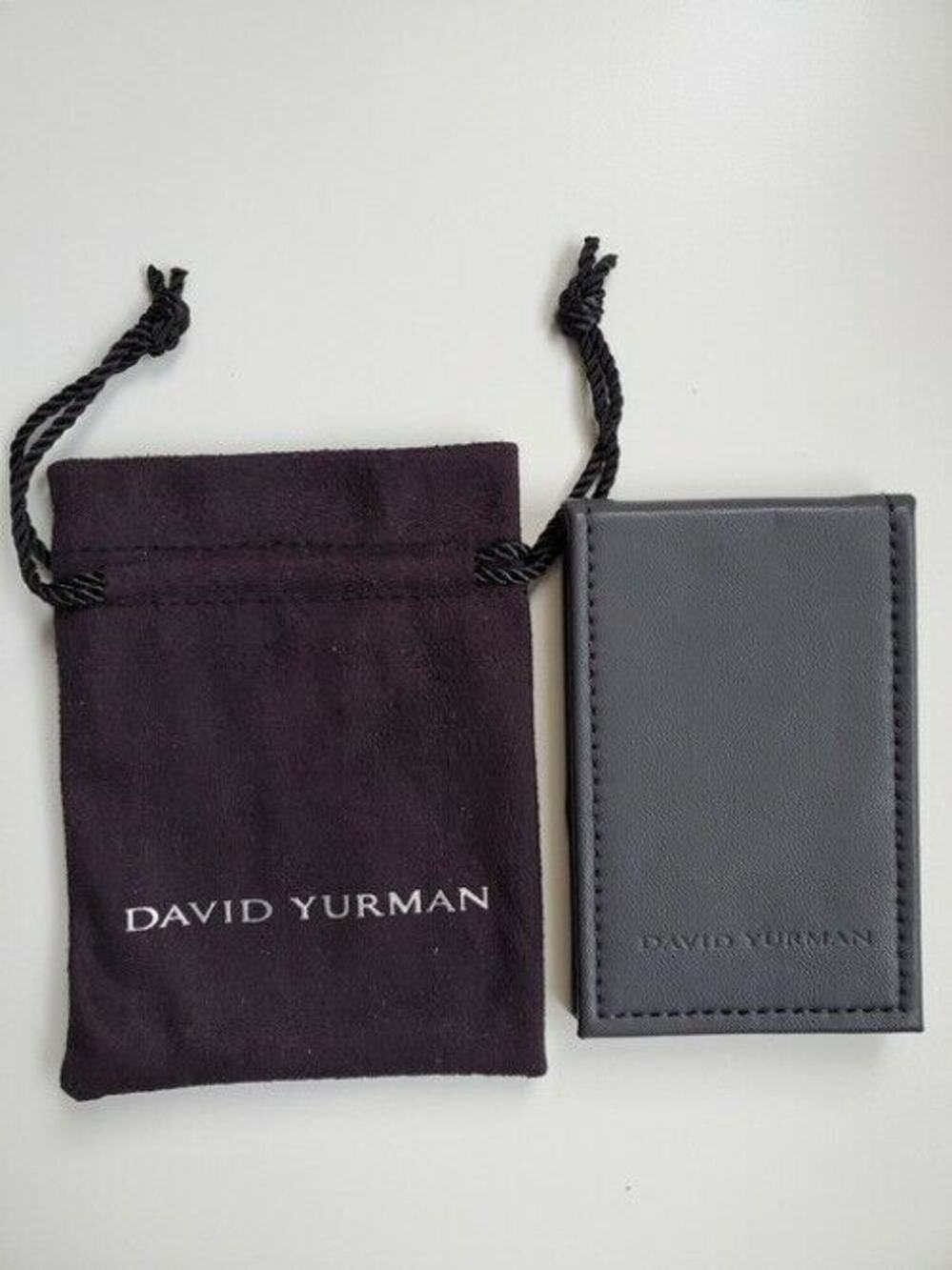 David Yurman Travel Black Purse Mirror Branded Pouch & Box New